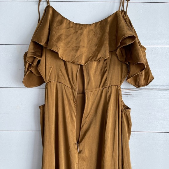 Rare! LPA [Revolve] 38 Cut Out Copper Silk Maxi Dress in Size Small - Picture 7 of 8